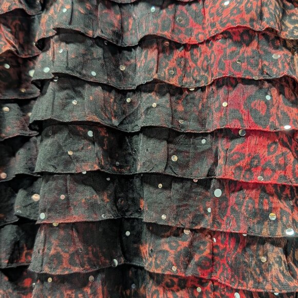 Notations Leopard Print Sequin Ruffled Blouse - Picture 8 of 13